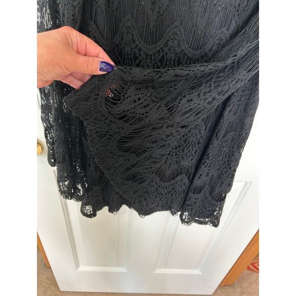 Black lacey dress or top bell sleeved Morticia Adams style - Picture 5 of 7